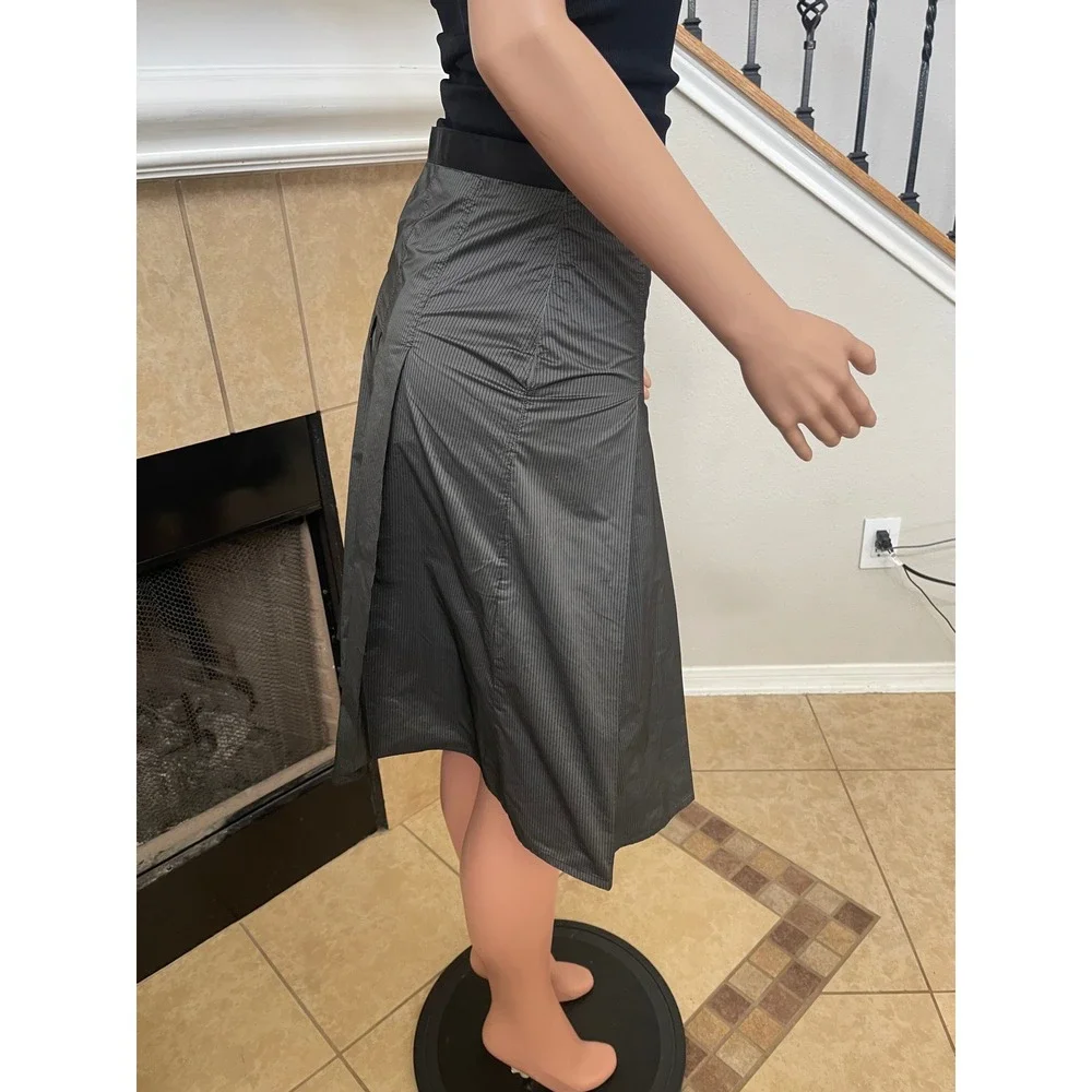 Massimo Dutti Classic Pleated Skirt, Gray and Black, Midi, Lined, Preppy, career